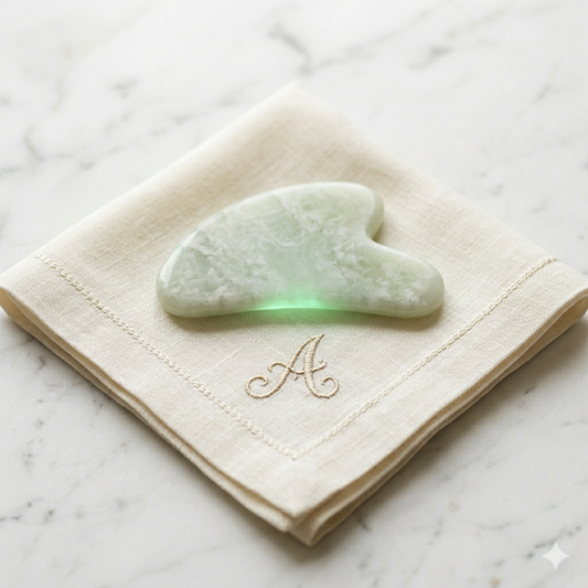 La Pierre Ashford — Gua sha en jade blanc naturel, Ashford House Wellness